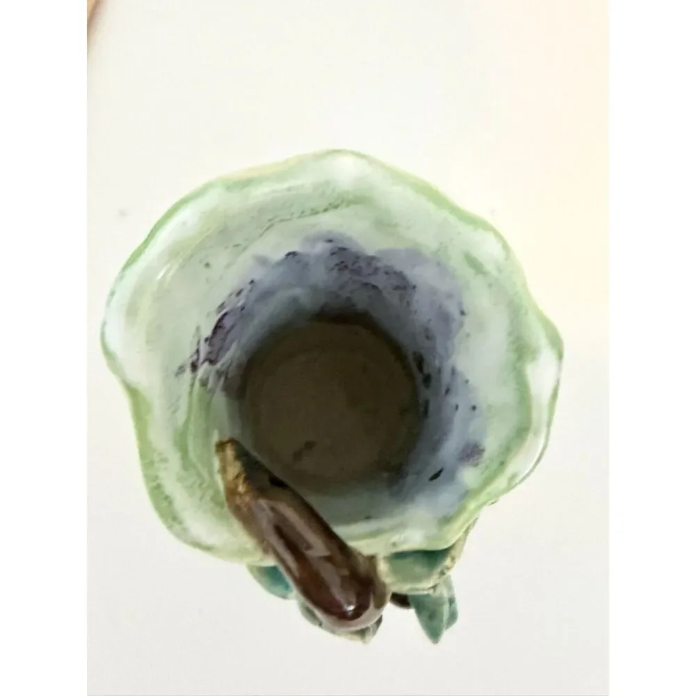 Vintage Majolica-of Grapes, Vines and Leaves Bud Vase by Jim Murrin.
